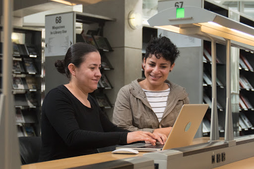 Two people with a Laptop.